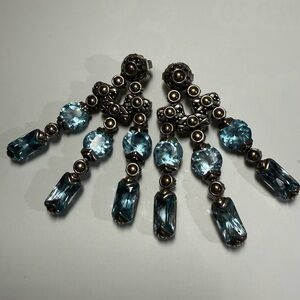 💎💙 John Hardy 925 Sterling Silver & 18K Gold Blue Topaz Drop Earrings 💙💎